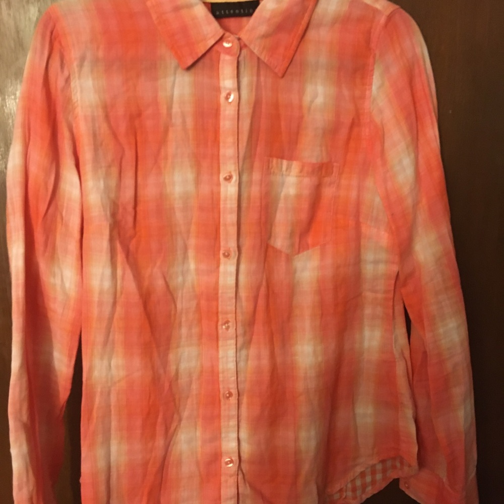 Salmon plaid button down